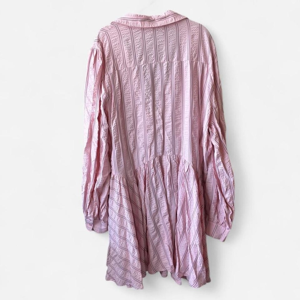 NWT Boohoo pink & black striped bias cut flattering shirt dress Sz 22 Fairycore - Picture 3 of 7
